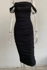 Weißes, schulterfreies, figurbetontes Party-Cocktailkleid